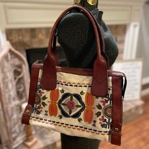 COPY - Fossil Embroidered & Leather Handbag/Tote **RE-ISSUED VINTAGE**